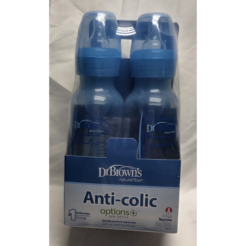 Dr. Brown's Options+ Anti-Colic Narrow Plastic Baby Bottles - 8oz - 4 Pack